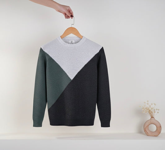 Casual Sweater - Geo Block