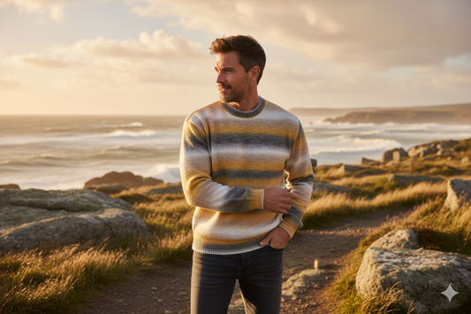 Casual Sweater- Striped Crewneck