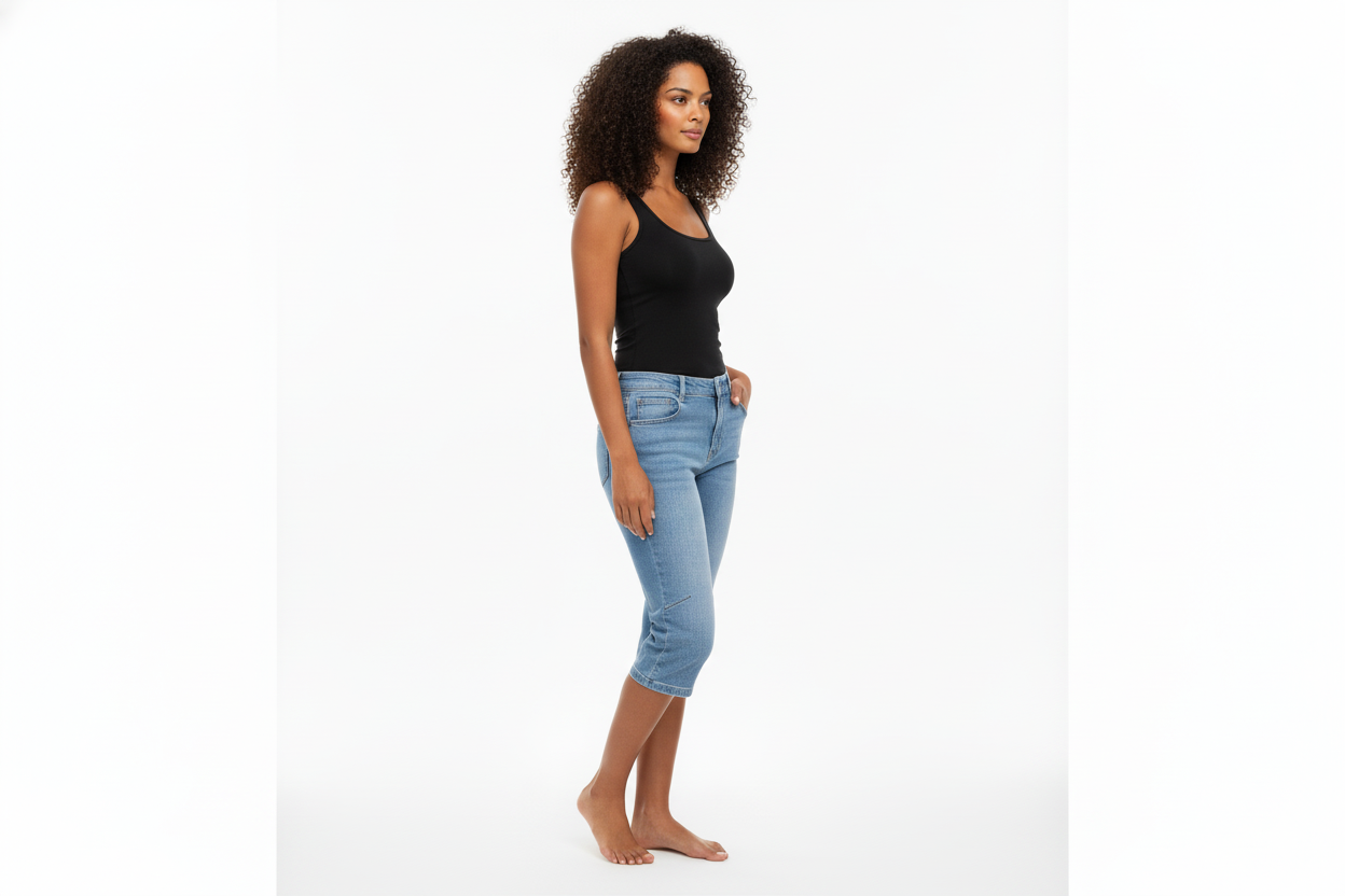 Casual Denim Capri Pants