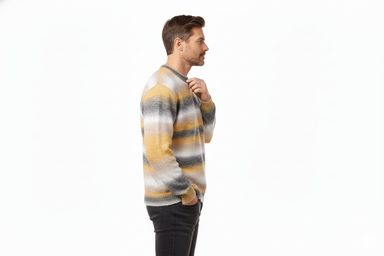 Casual Sweater- Striped Crewneck