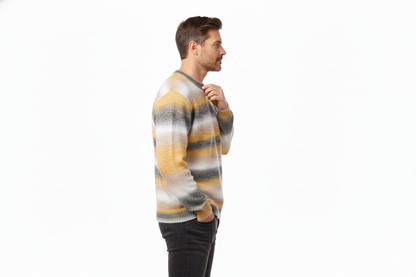 Casual Sweater- Striped Crewneck