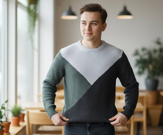 Casual Sweater - Geo Block